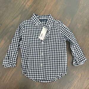 Janie and Jack Boys Black and White Gingham Button-Down Shirt
